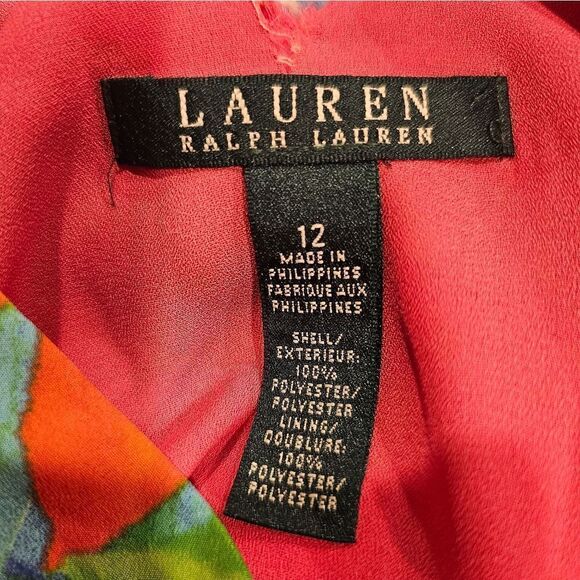 LAUREN RALPH LAUREN Tropical Floral Flutter Hem Dress - Size 12 - Picture 6 of 6